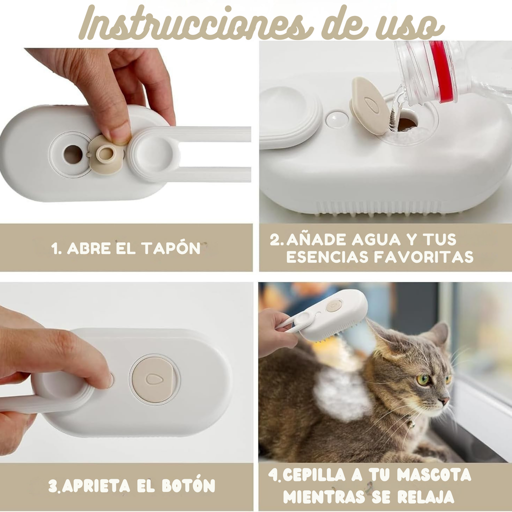 Peine de vapor relajante para mascotas