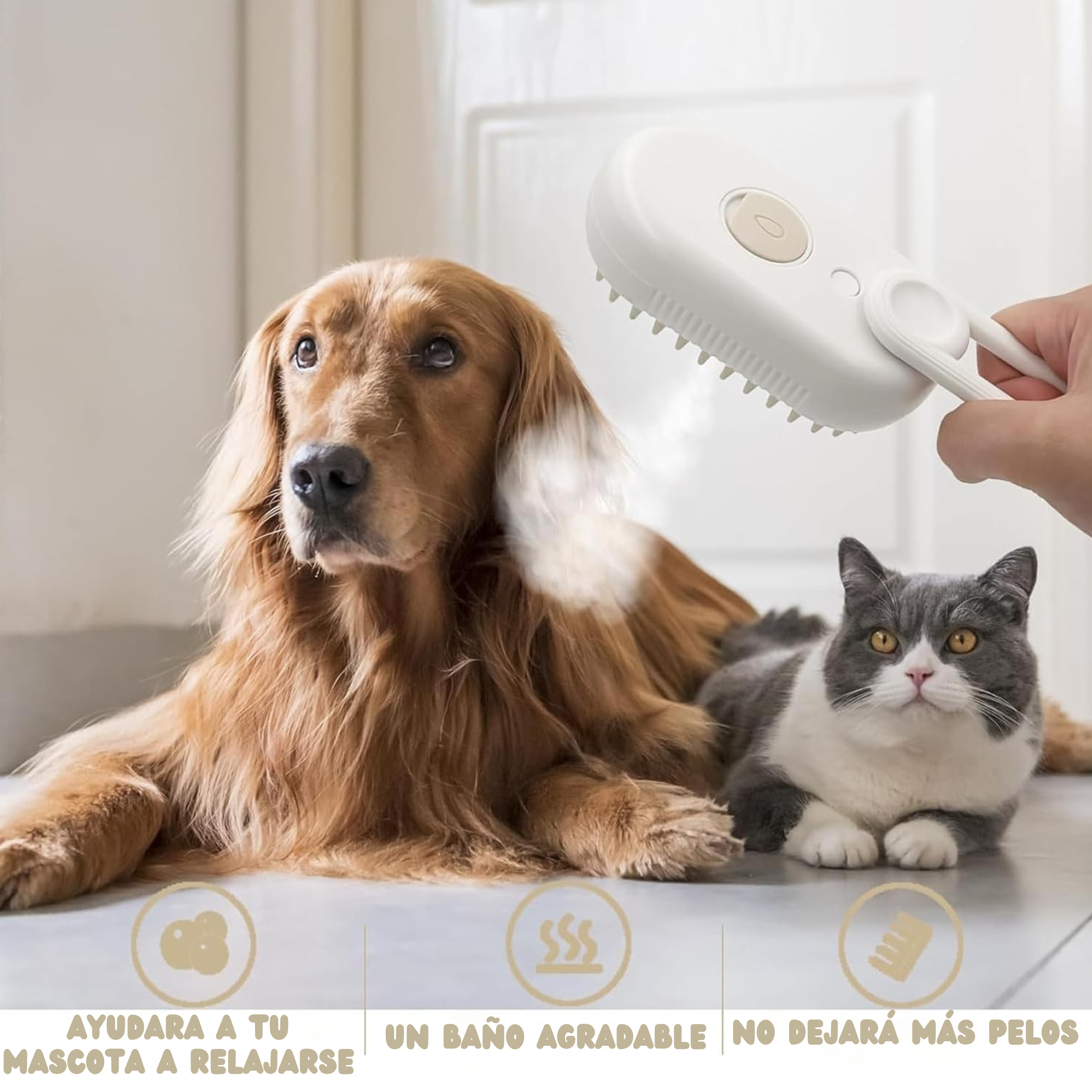 Peine de vapor relajante para mascotas